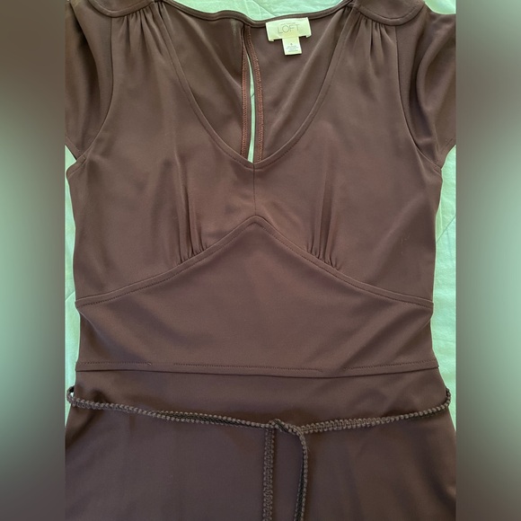 Vintage Ann Taylor Loft 50s Style Maroon Fit n Flare Dress Size 6 - Picture 4 of 8